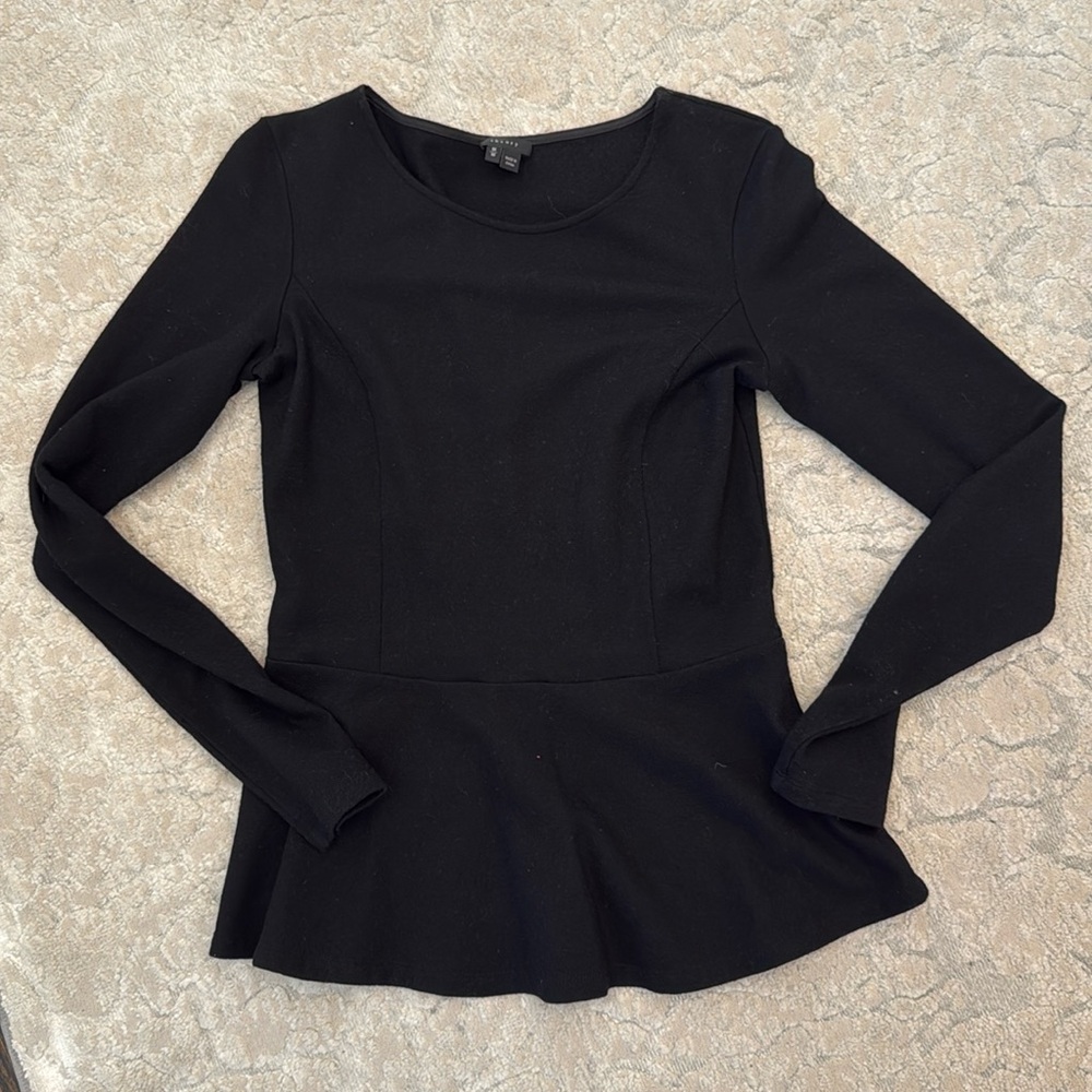 Theory black peplum sweater size M